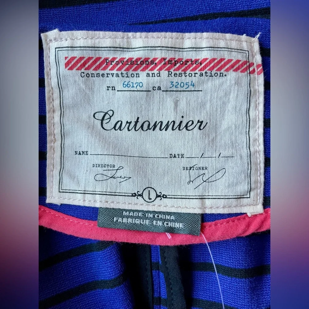NWT Anthropologie Cartonnier Royal Blue Striped Blazer